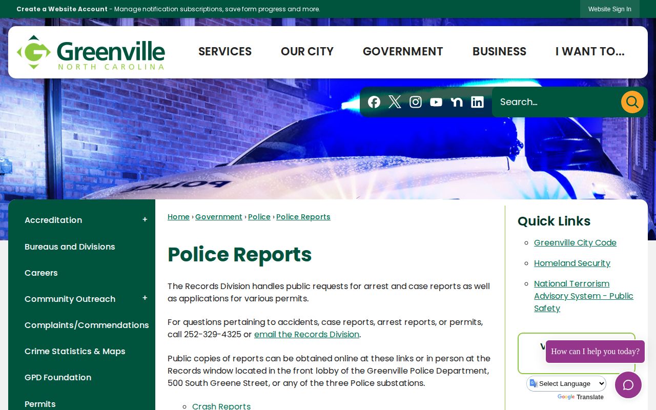Greenville Police reports for local arrest records