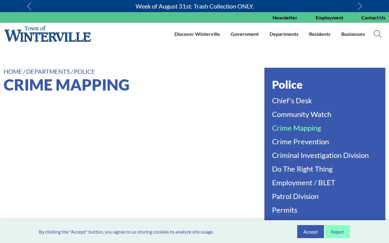 Winterville crime mapping for local arrest records